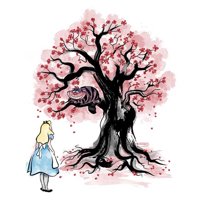Dr. Monekers' Comfortable Cheshire's Tree Sumi - e Crewneck Sweatshirt