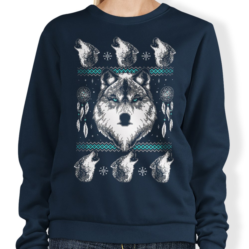 Festive Merry Wolfmas Crewneck Sweatshirt for All Sizes