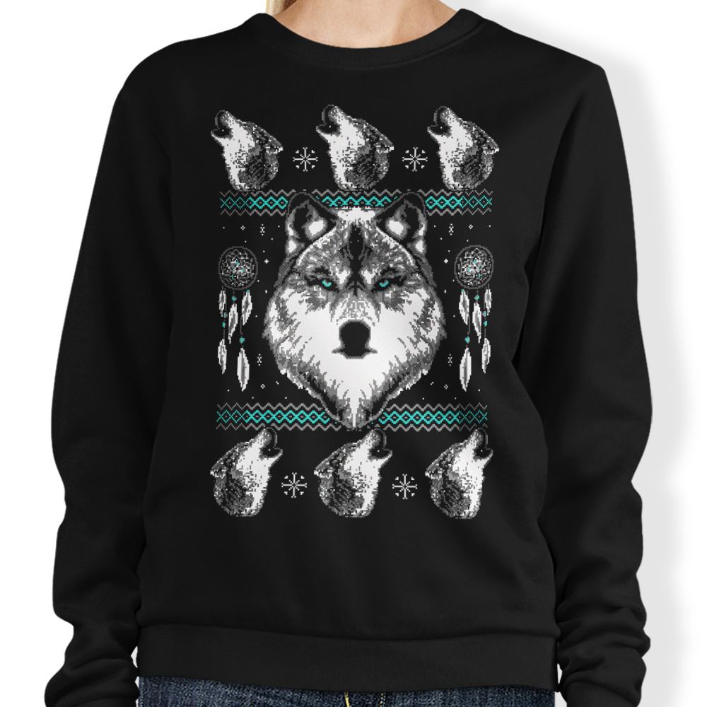 Festive Merry Wolfmas Crewneck Sweatshirt for All Sizes