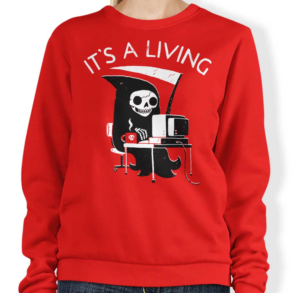 DinoMike's 'It's a Living' Crewneck Sweatshirt for All Sizes