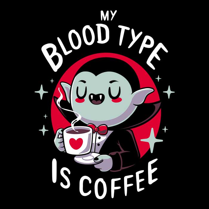 Typhoonic Art Coffee Vampire Crewneck Sweatshirt in S - 4XL Sizes