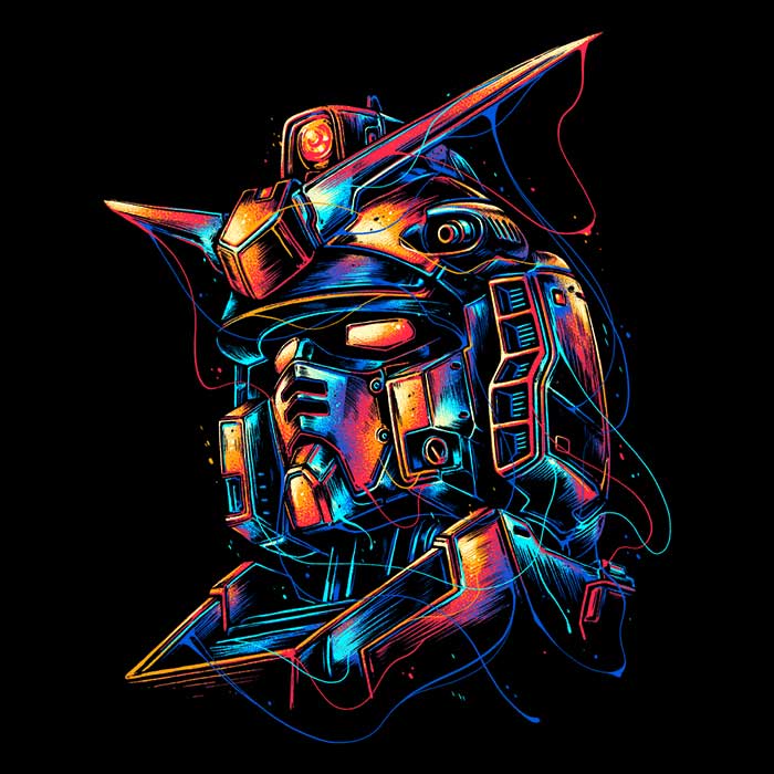 Vibrant Mecha Design Crewneck Sweatshirt in S - 4XL Sizes