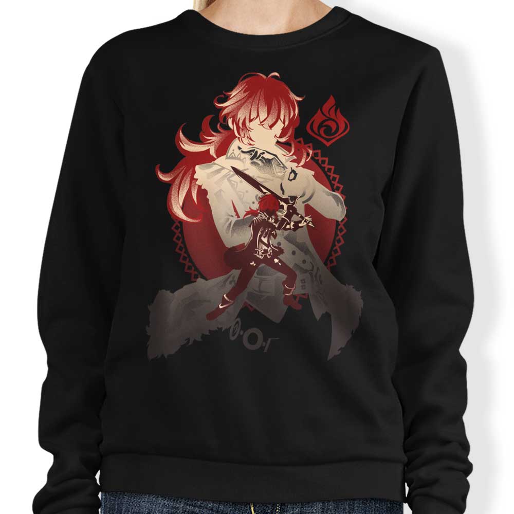 Diluc's Dark Side of Dawn Crewneck Sweatshirt by Hypertwenty