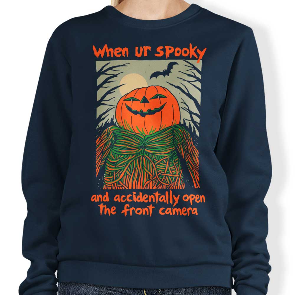 Hillary White's Spooky Selfie Comfortable Crewneck Sweatshirt