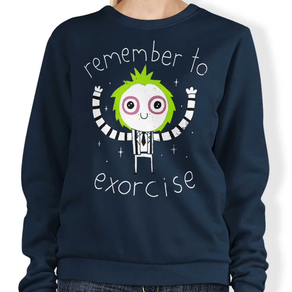 DinoMike's 'Remember to Exorcise' Crewneck Sweatshirt for All Sizes