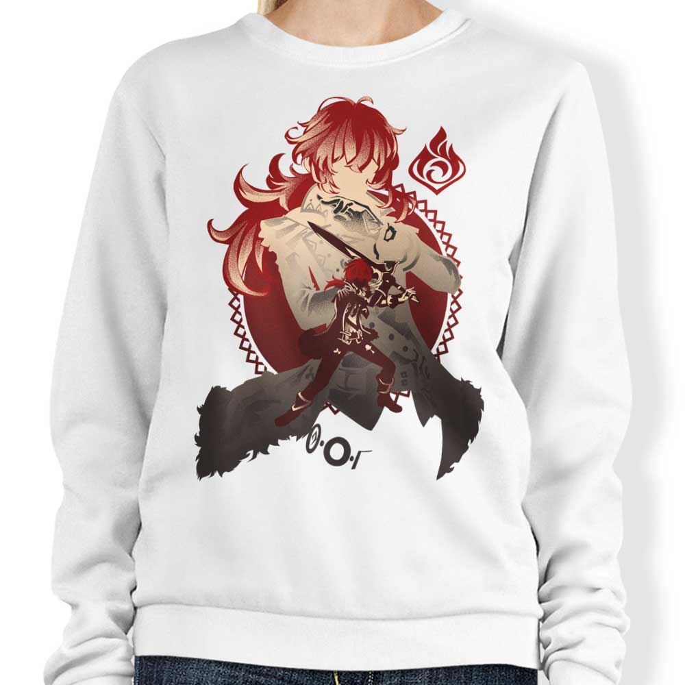 Diluc's Dark Side of Dawn Crewneck Sweatshirt by Hypertwenty