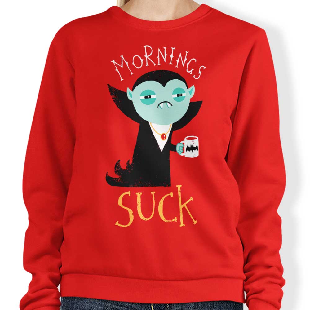 DinoMike's 'Mornings Suck' Crewneck Sweatshirt for Casual Wear