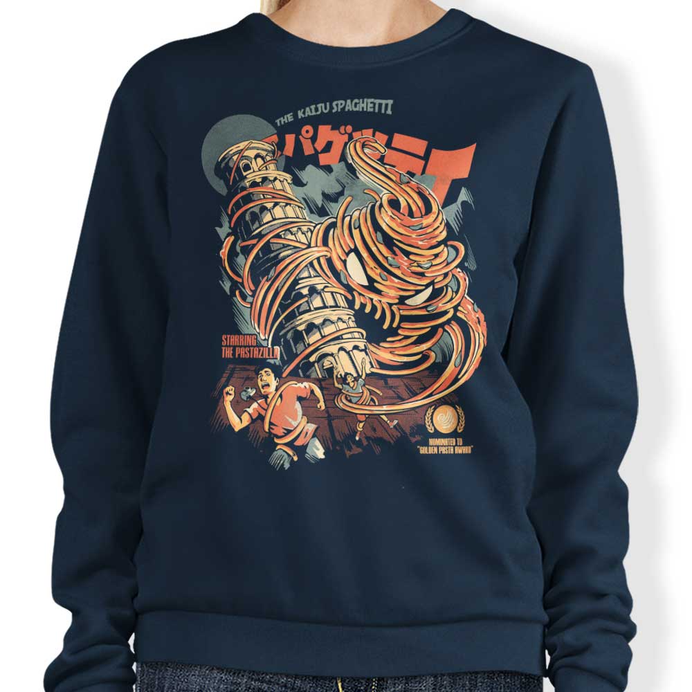 Ilustrata's Kaiju Spaghetti Design Crewneck Sweatshirt for Men and Women