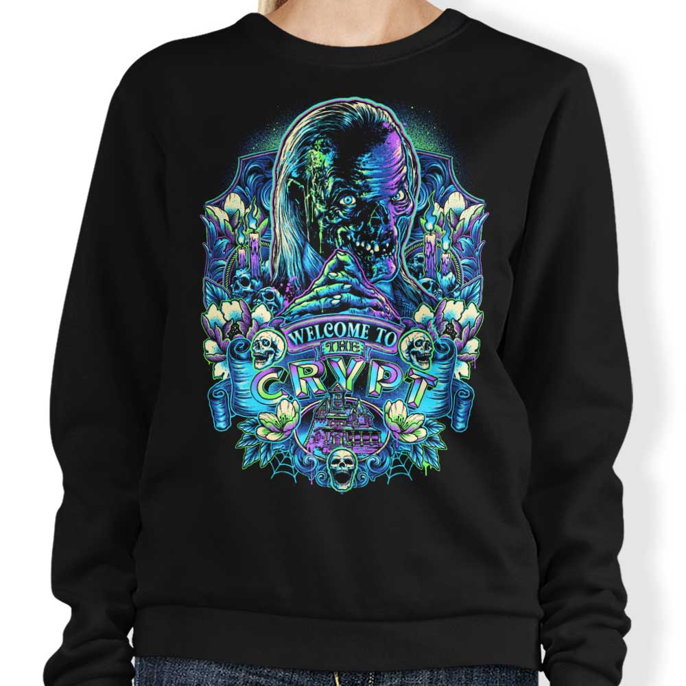 Glitchygorilla's 'Welcome to the Crypt' Crewneck Sweatshirt in S - 4XL Sizes