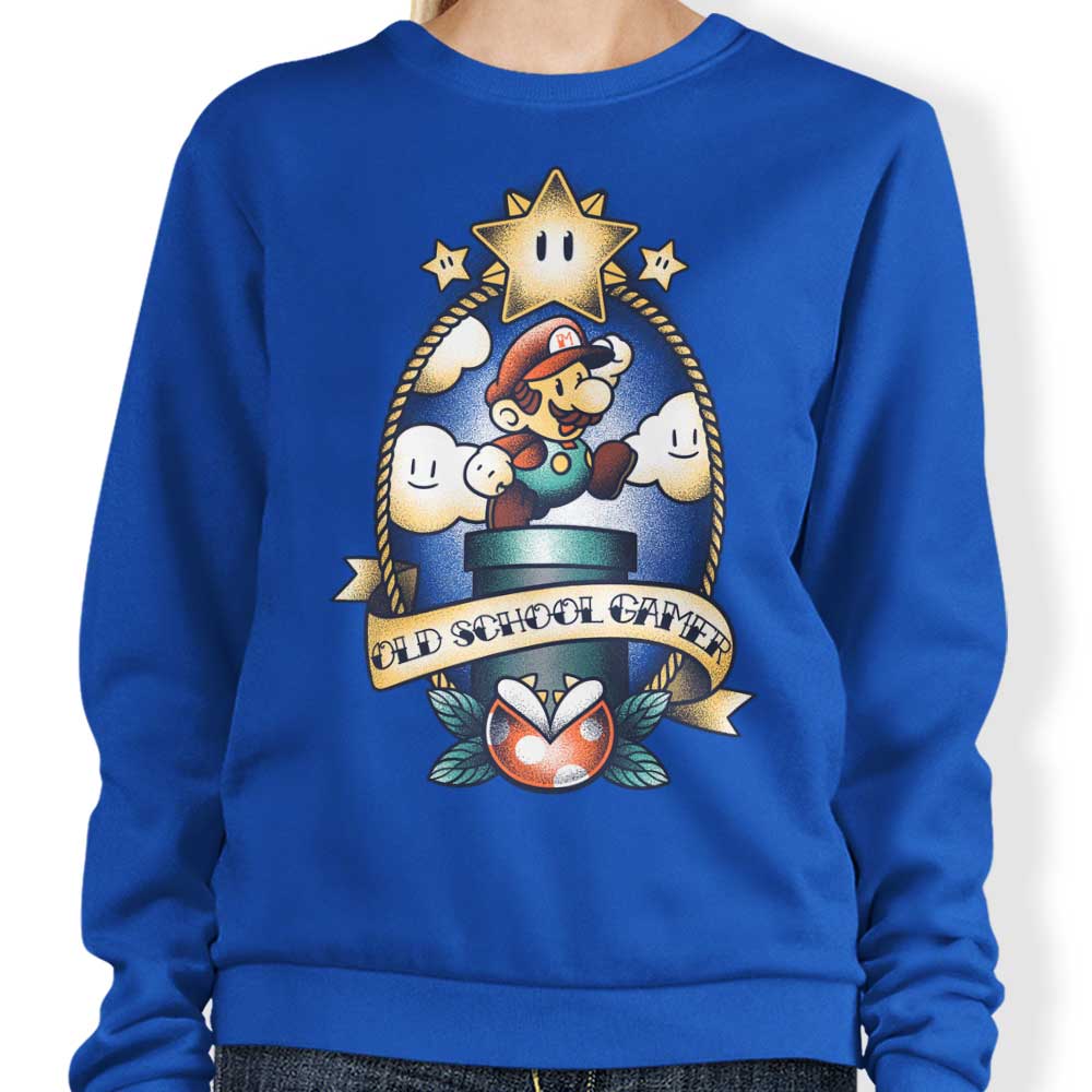 Vintage Super Old - School Gamer Crewneck Sweatshirt for All Sizes