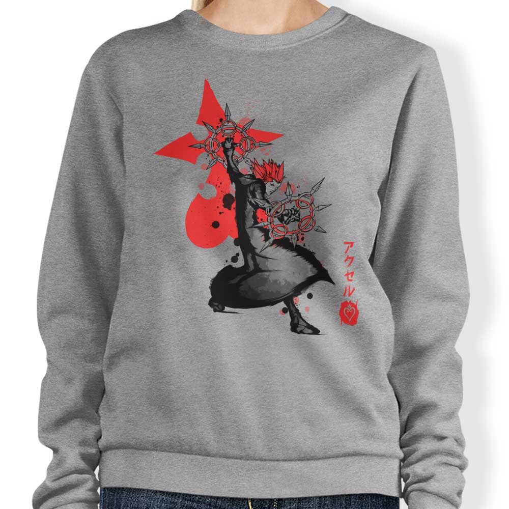 Soulkr's Stunning Dancing Flames Sumi - e Crewneck Sweatshirt