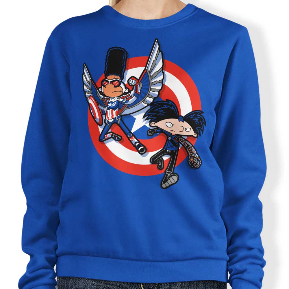 Captain Tallhair and Football Soldier-themed Crewneck Sweatshirt for All Sizes