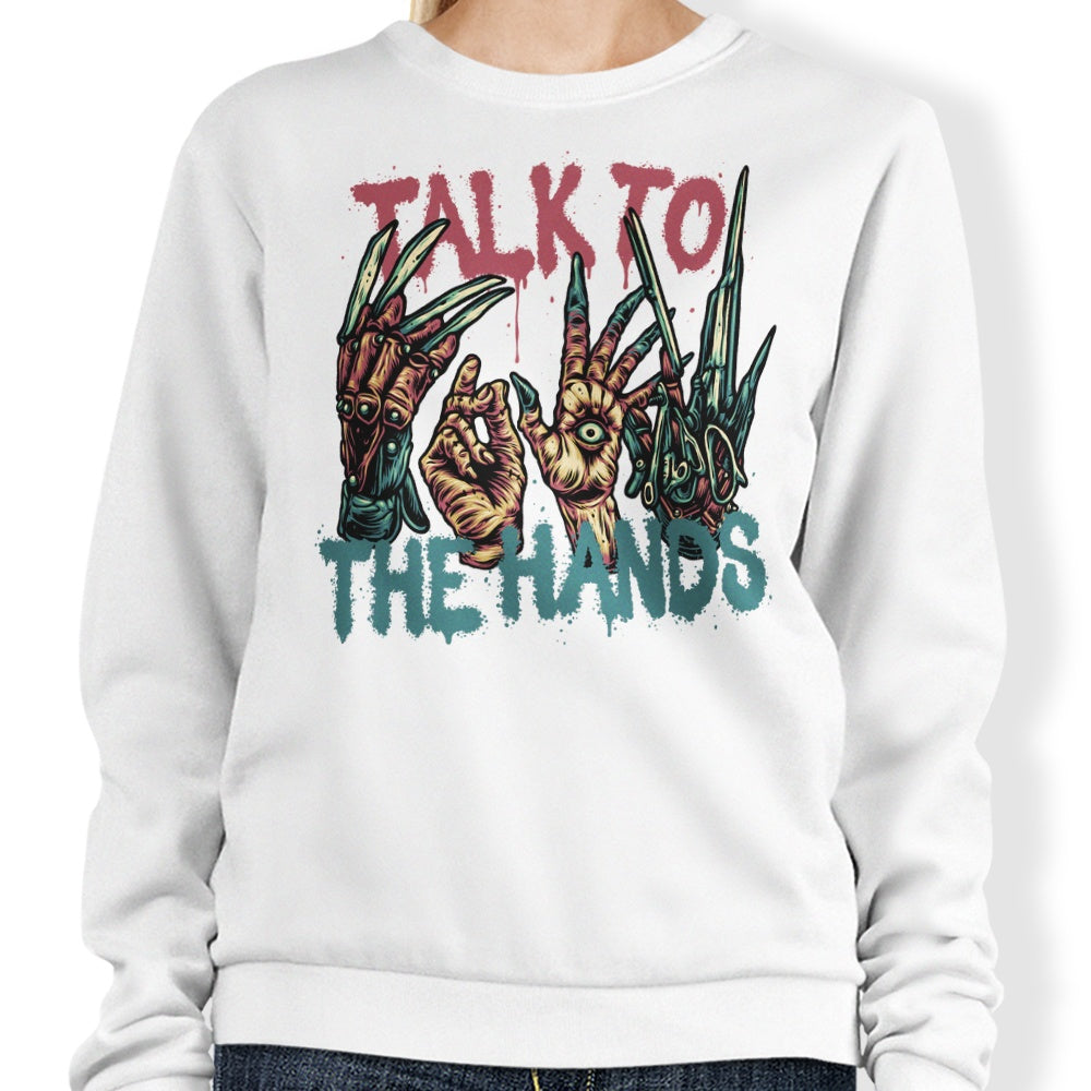 Glitchygorilla's Stylish 'Talk to the Hands' Sweatshirt