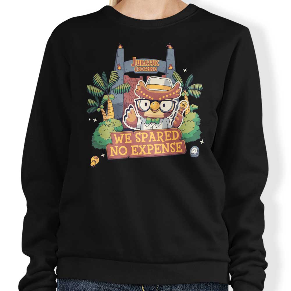 Geekydog's Comfortable Jurassic Crossing Crewneck Sweatshirt in S - 4XL Sizes