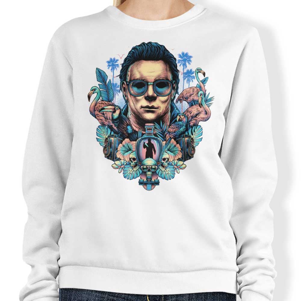 Glitchygorilla Tropical Slasher Crewneck Sweatshirt for Men and Women in Multiple Sizes