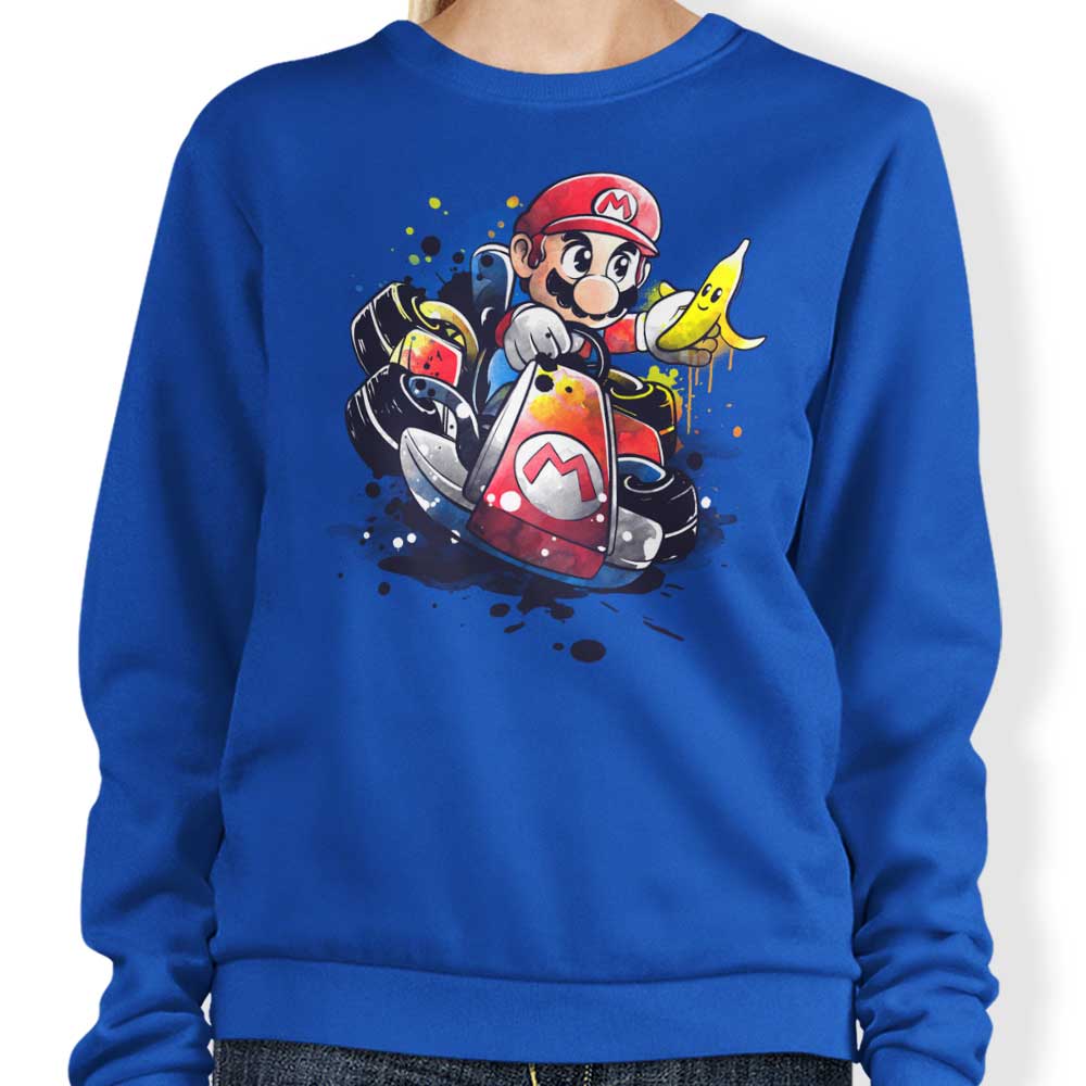Watercolor Go Kart Crewneck Sweatshirt in S - 4XL Sizes