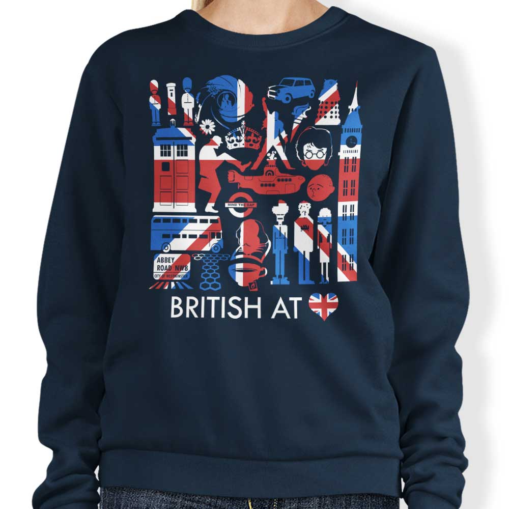 Tom Trager's British at Heart Crewneck Sweatshirt for Men and Women
