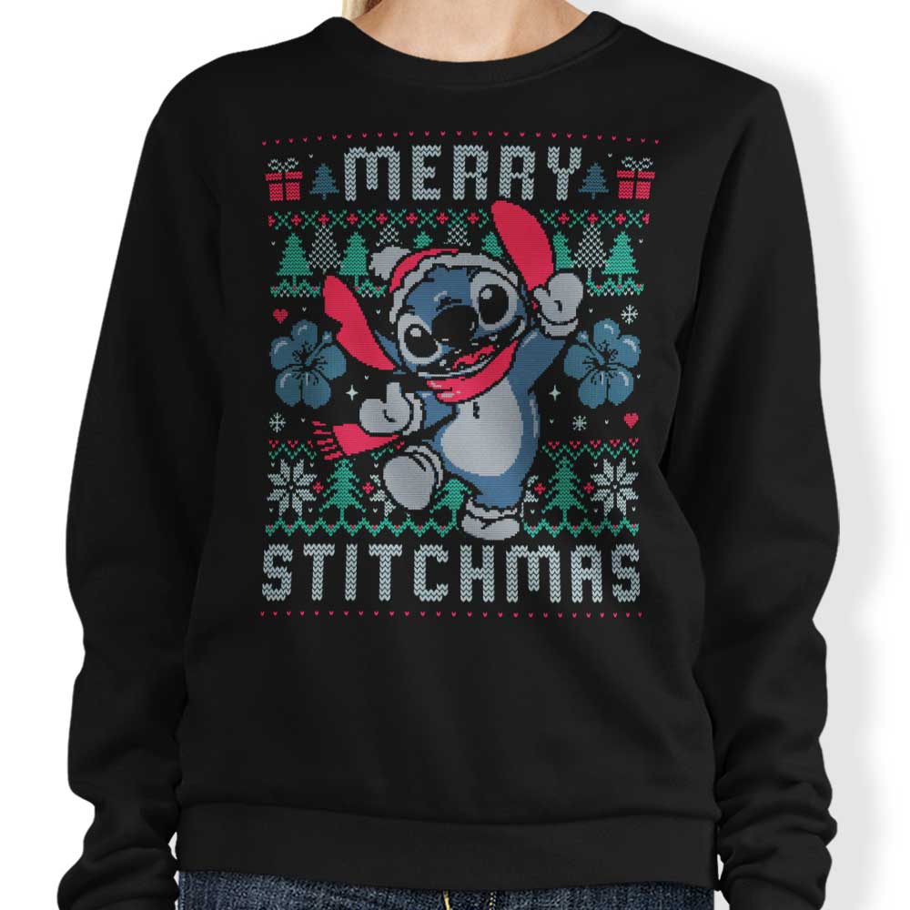 Elegant Merry Stitchmas-themed Sweatshirt for a Festive Look