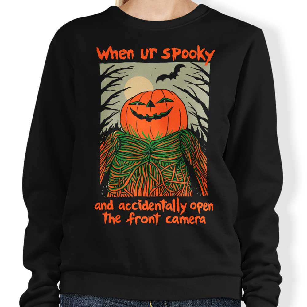 Hillary White's Spooky Selfie Comfortable Crewneck Sweatshirt