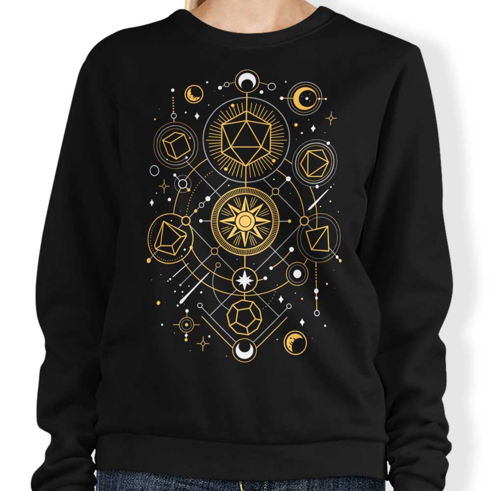 Enchanting Mystical Dice Chart Sweatshirt for Magic Lovers