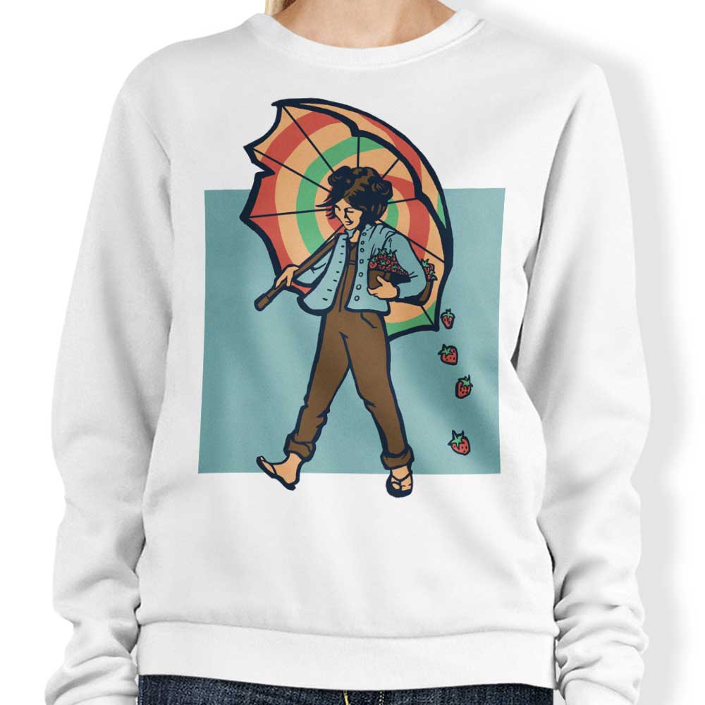 Stylish Strawberry Girl Crewneck Sweatshirt in S - 4XL Sizes