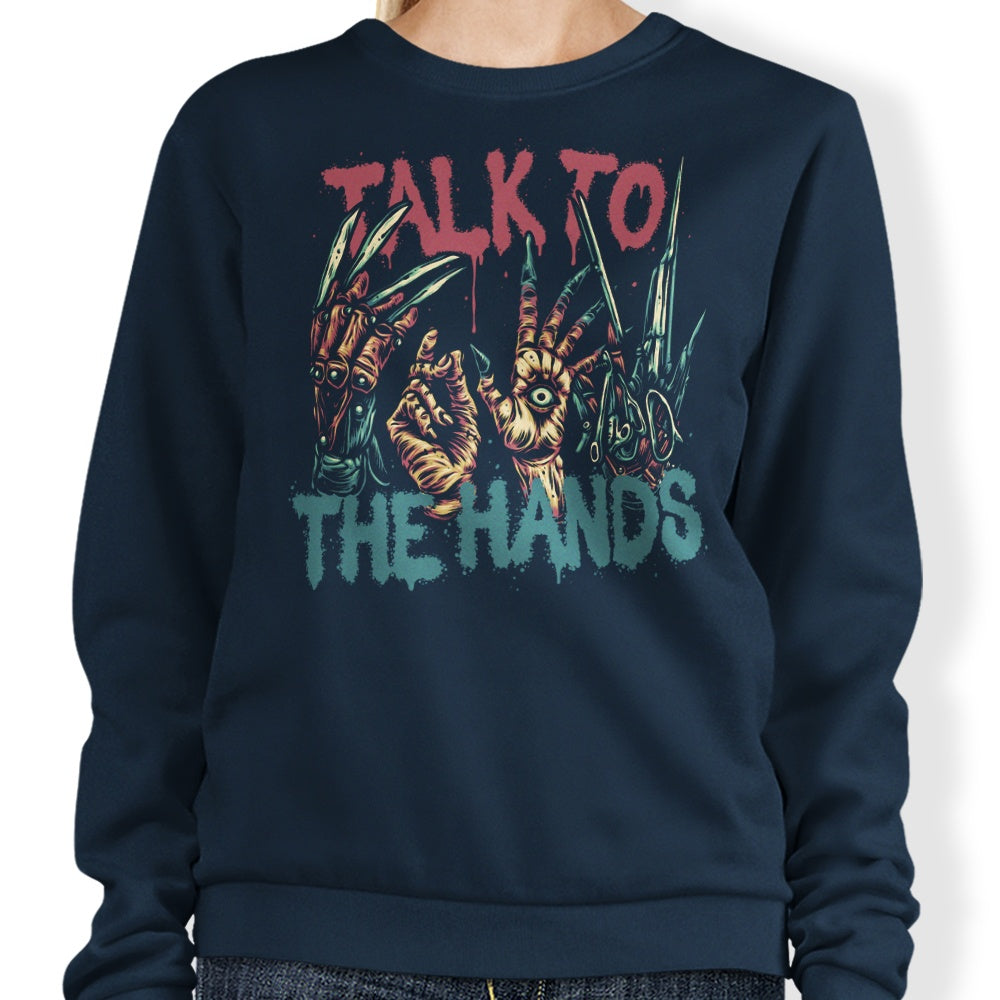 Glitchygorilla's Stylish 'Talk to the Hands' Sweatshirt