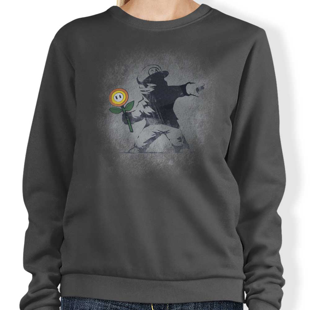 Comfortable Banksy Flower Crewneck Sweatshirt in S - 4XL Sizes