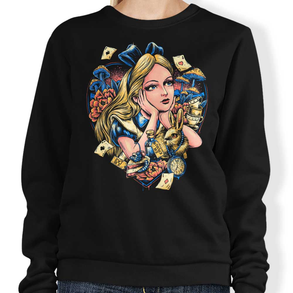 Glitchygorilla's Curious Heart Crewneck Sweatshirt for Fashion Enthusiasts