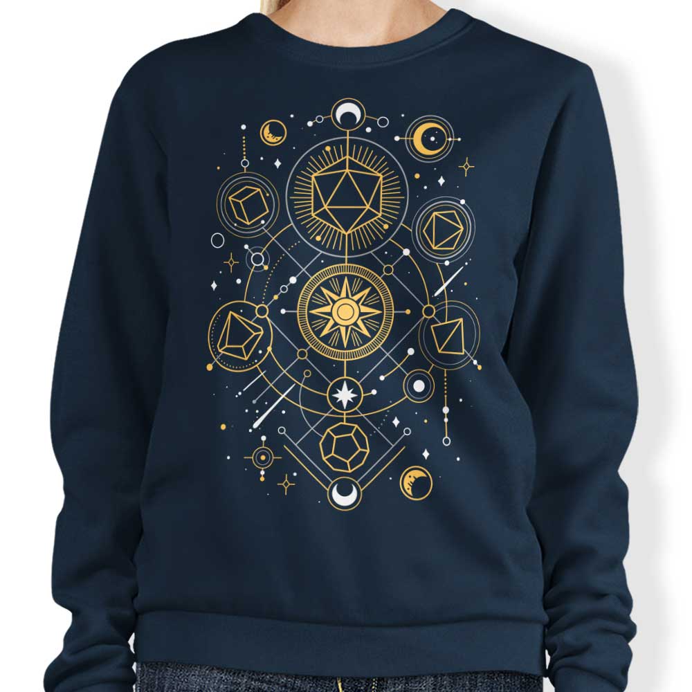 Enchanting Mystical Dice Chart Sweatshirt for Magic Lovers