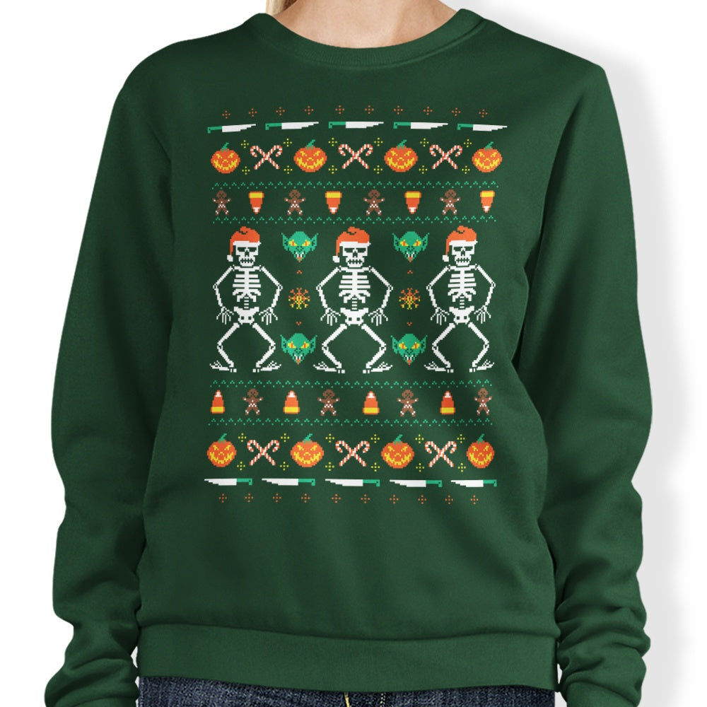 Trick or Christmas Themed Crewneck Sweatshirt for a Festive Look