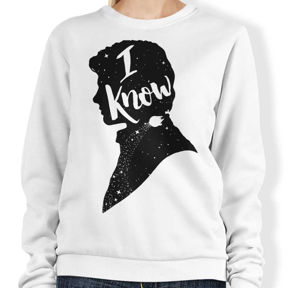 Creative Outpouring 'I Know' Crewneck Sweatshirt in S - 4XL Sizes