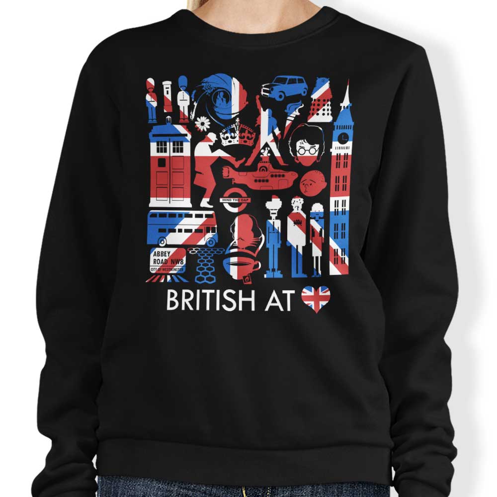 Tom Trager's British at Heart Crewneck Sweatshirt for Men and Women