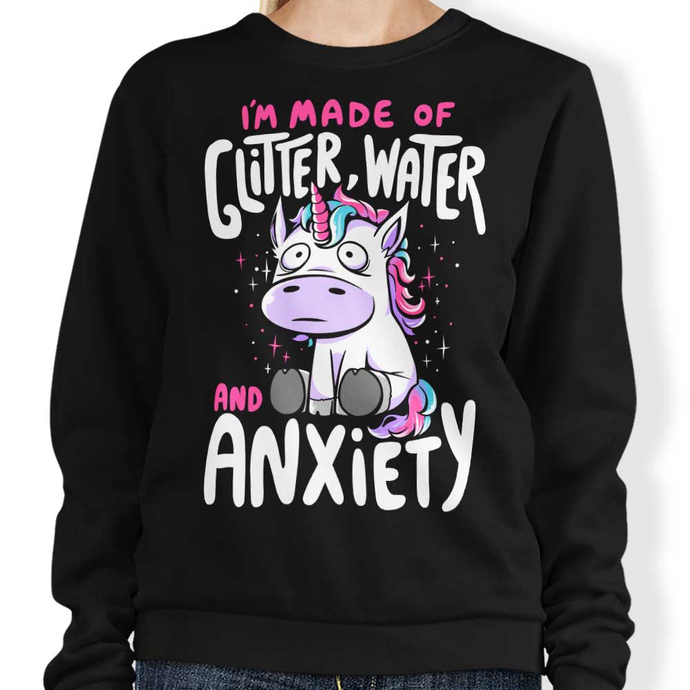 Sparkling Glitter, Refreshing Water, and Stressful Anxiety-themed Sweatshirt