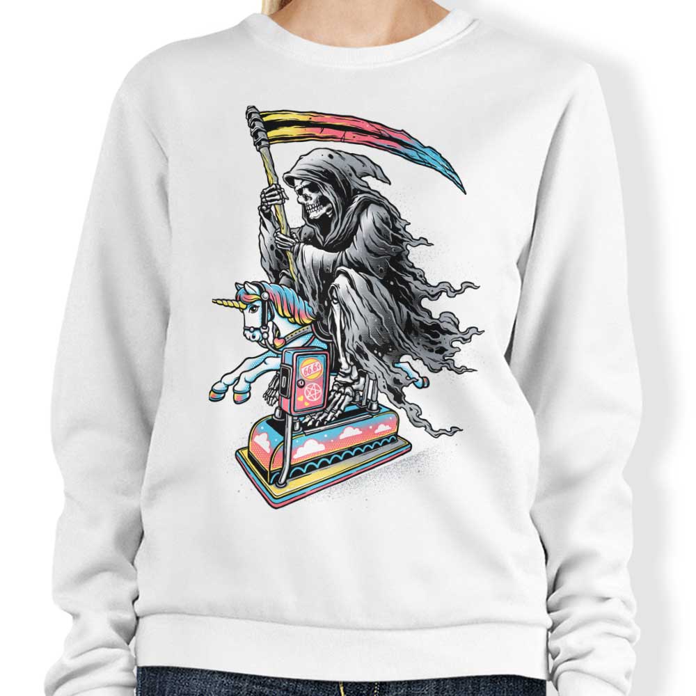 Glitchygorilla's 'Death Enjoying Life' Comfortable Crewneck Sweatshirt