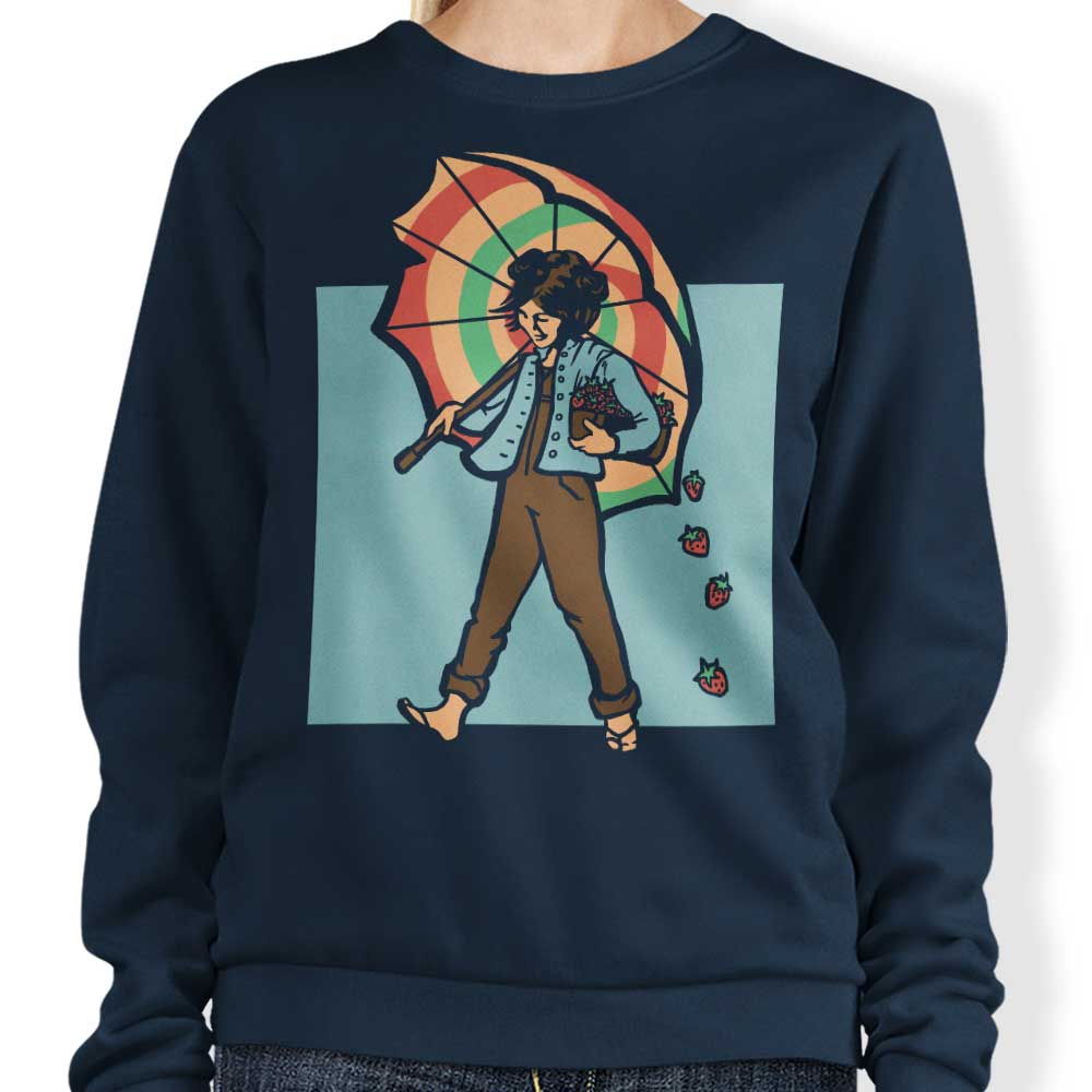 Stylish Strawberry Girl Crewneck Sweatshirt in S - 4XL Sizes