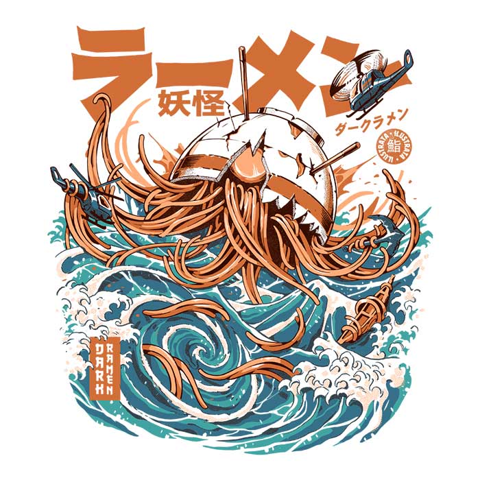 Ilustrata's Dark and Awesome Ramen Crewneck Sweatshirt for All Sizes