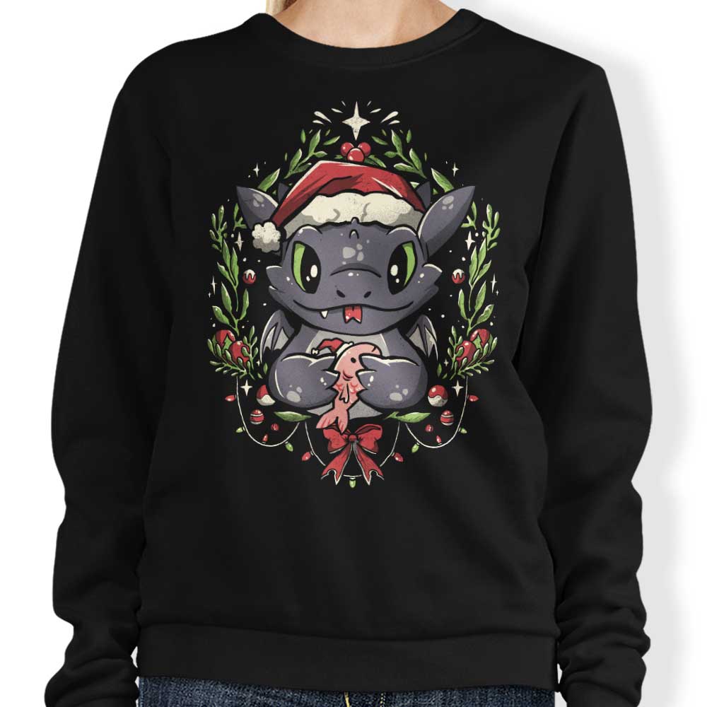Edu.ely Dragon Christmas Crewneck Sweatshirt for Holiday Wear