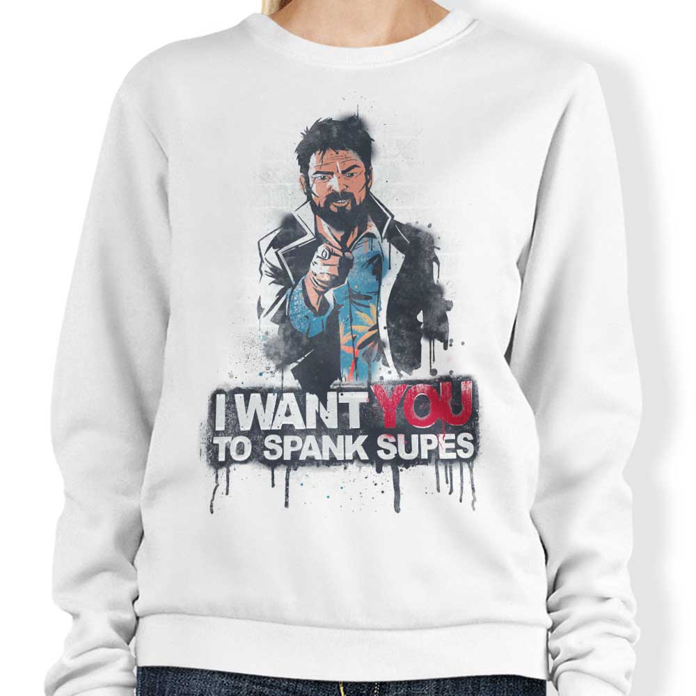 Getsousa Spank Supes Crewneck Sweatshirt for Men and Women in Sizes from S to 4XL