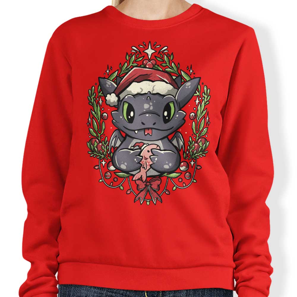 Edu.ely Dragon Christmas Crewneck Sweatshirt for Holiday Wear