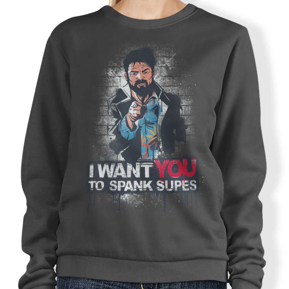 Getsousa Spank Supes Crewneck Sweatshirt for Men and Women in Sizes from S to 4XL