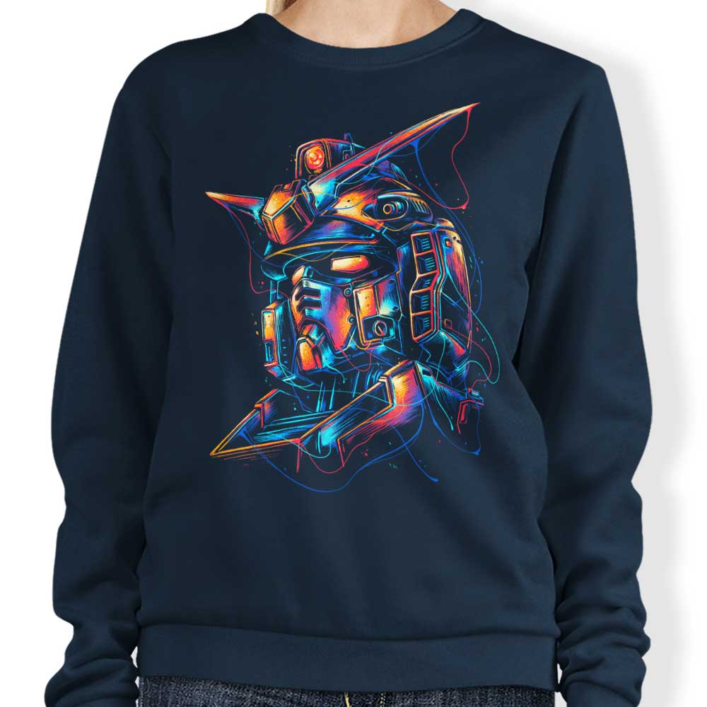 Vibrant Mecha Design Crewneck Sweatshirt in S - 4XL Sizes