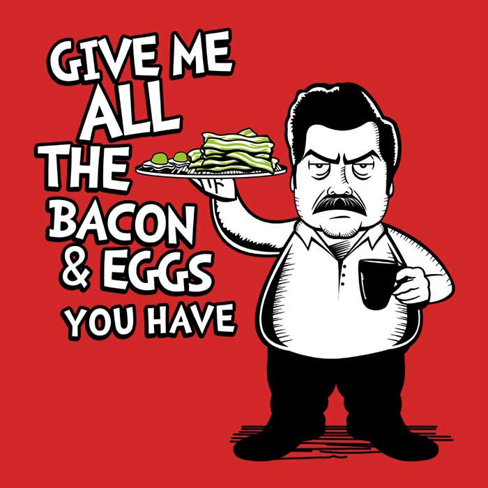 Tom Trager's Delicious Bacon and Eggs Design Crewneck Sweatshirt for All Sizes