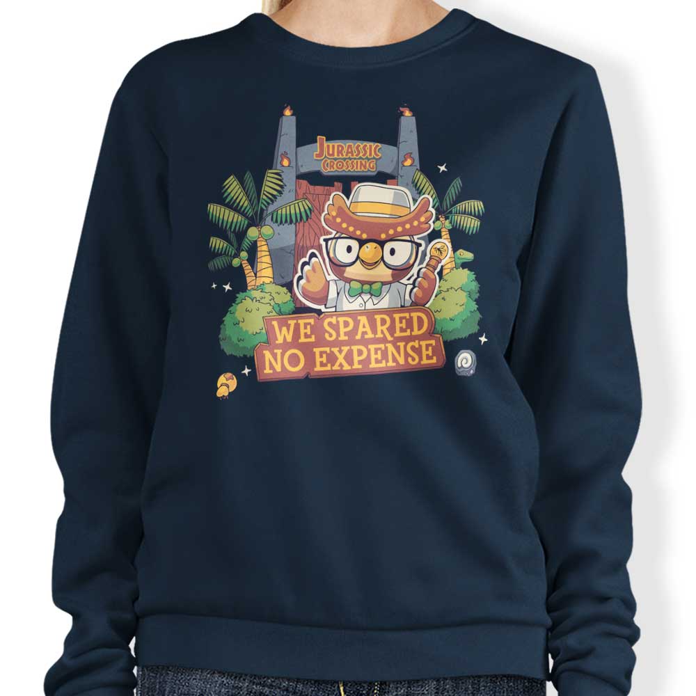 Geekydog's Comfortable Jurassic Crossing Crewneck Sweatshirt in S - 4XL Sizes