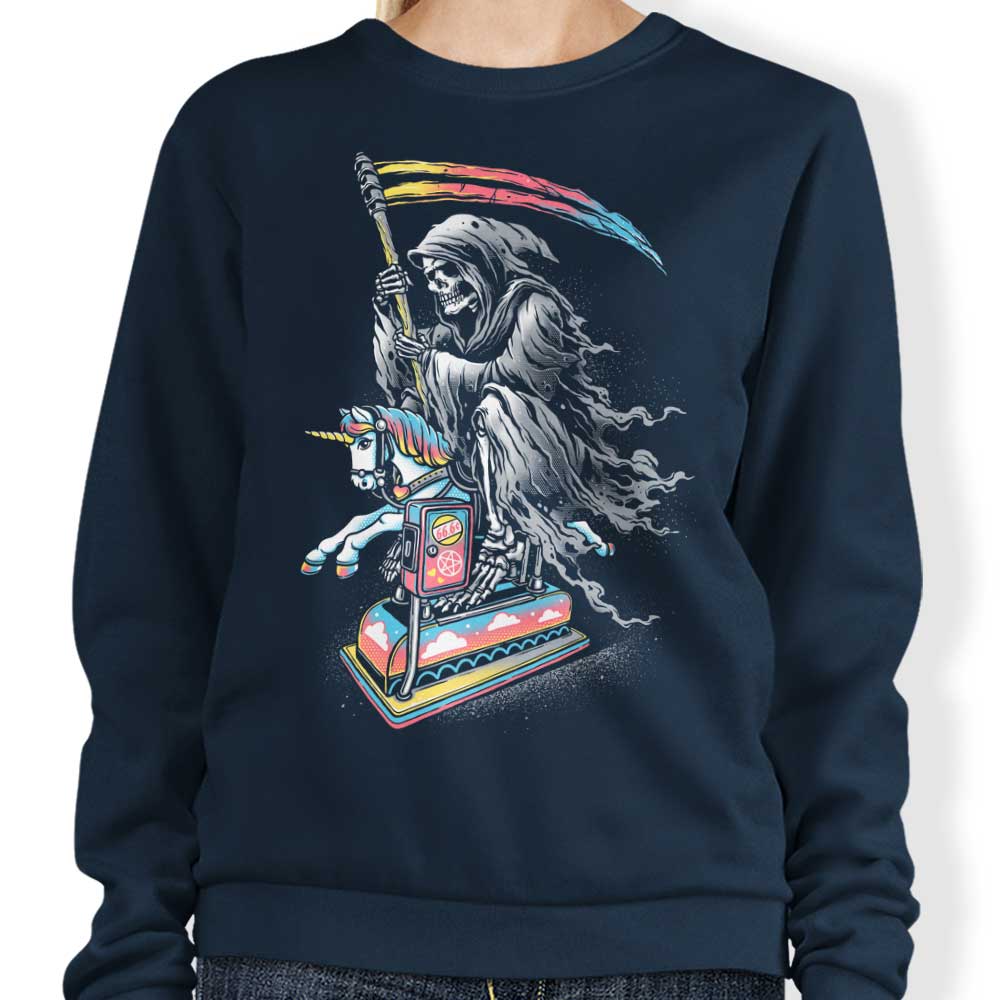 Glitchygorilla's 'Death Enjoying Life' Comfortable Crewneck Sweatshirt