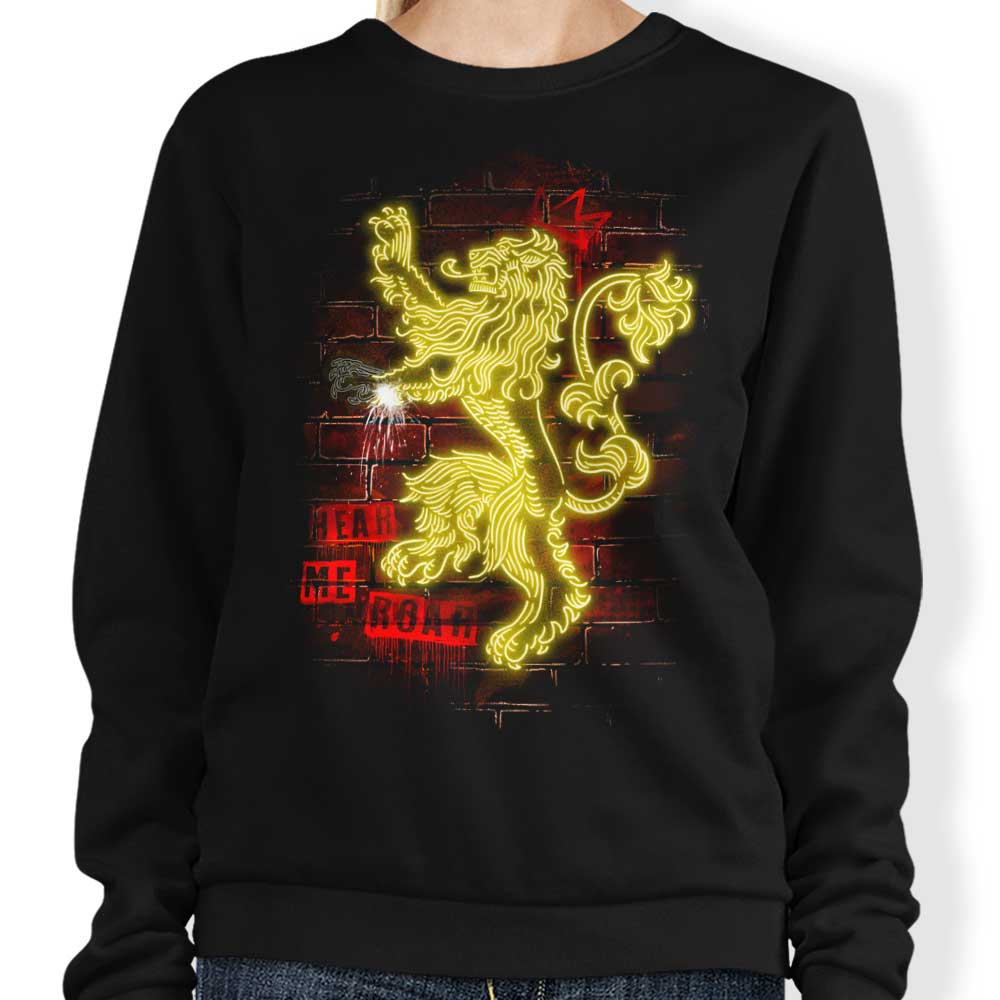 Alemaglia's Stylish Neon Lion Crewneck Sweatshirt in S - 4XL Sizes