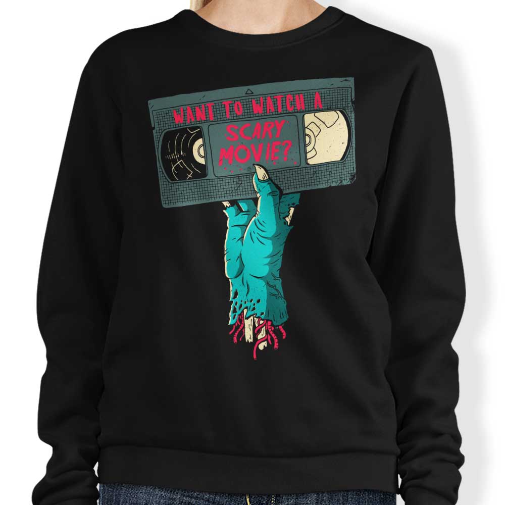 Spooky Movie Themed Crewneck Sweatshirt by DinoMike