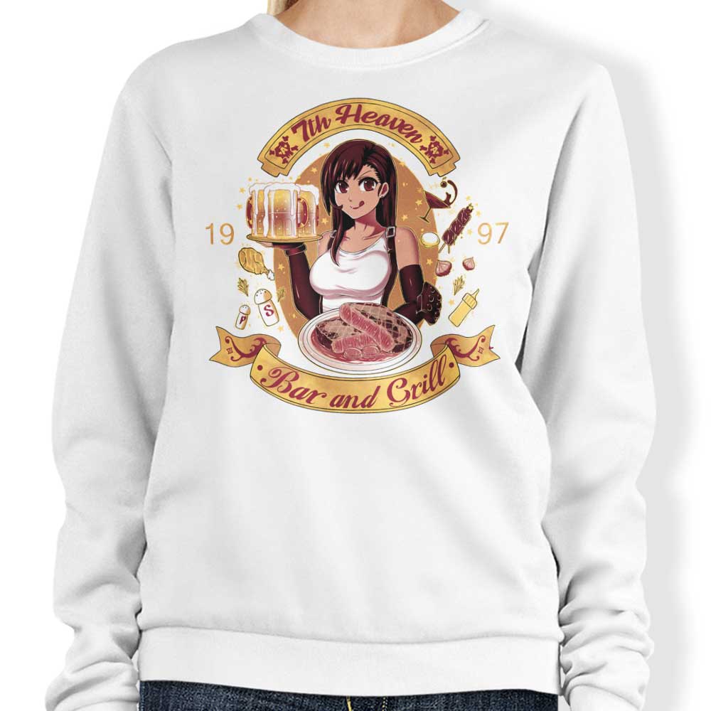 Comfortable 7th Heaven Bar and Grill Crewneck Sweatshirt from Coinbox Tees