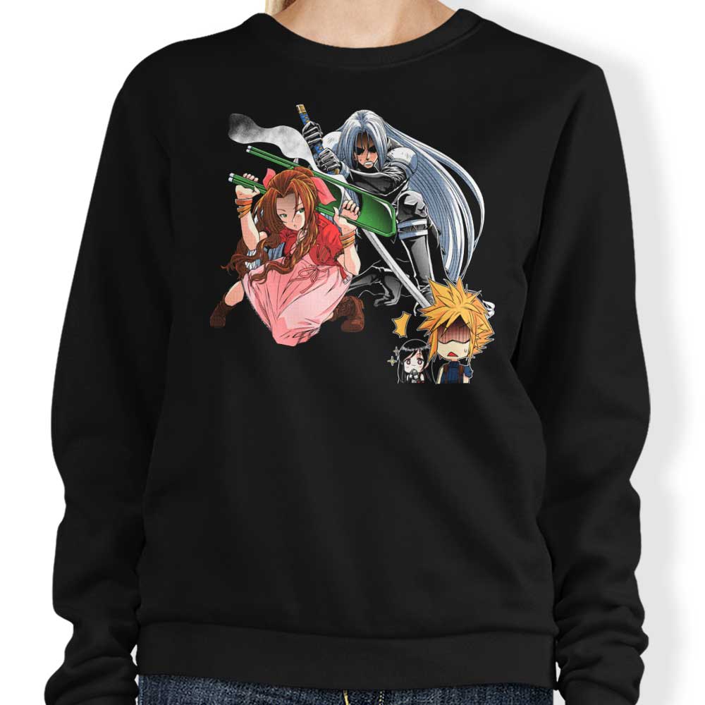 Aerith's Ultimate Weapon Design Crewneck Sweatshirt - Premium Apparel from Coinbox Tees