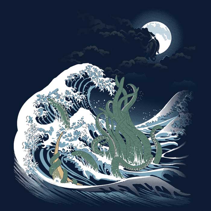 Samiel's Mysterious 'The Wave of R'lyeh' Crewneck Sweatshirt for All Sizes