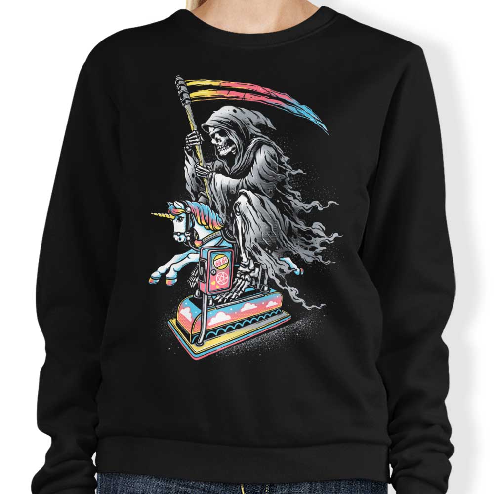 Glitchygorilla's 'Death Enjoying Life' Comfortable Crewneck Sweatshirt